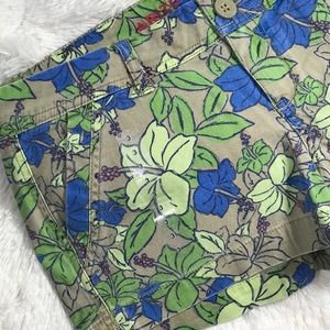 ARIZONA JEANS CO. Khaki Hawaiian Print Shorts SZ 3